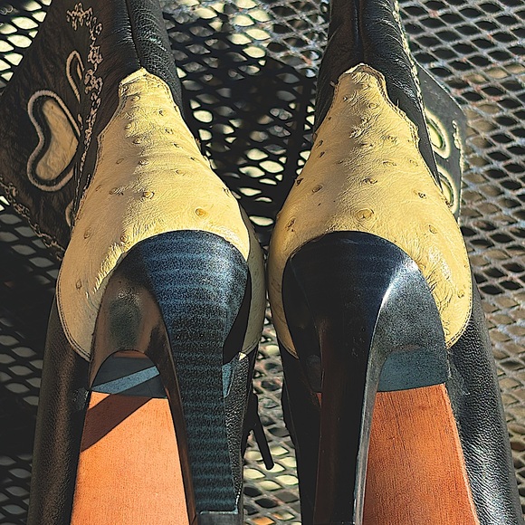 Grand Canyon Ostrich Boots With Stiletto Heels. Mexican Made Size 4 / US 6.5-7 - Picture 12 of 14